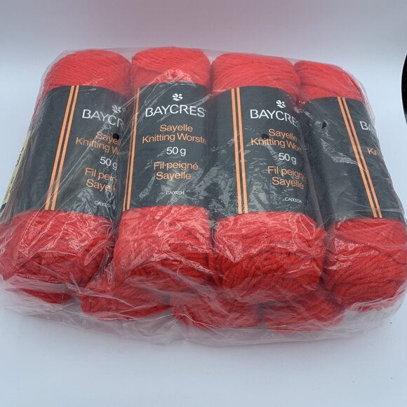 Baycrest Sayelle Red Acrylic Yarn Lot of 8 Skeins50g Each, Made in Canada - Picture 2 of 6